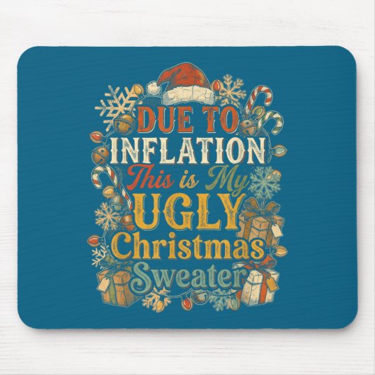Funny Inflation Ugly Christmas Sweater Retro Vinta Muismat (Voorkant)