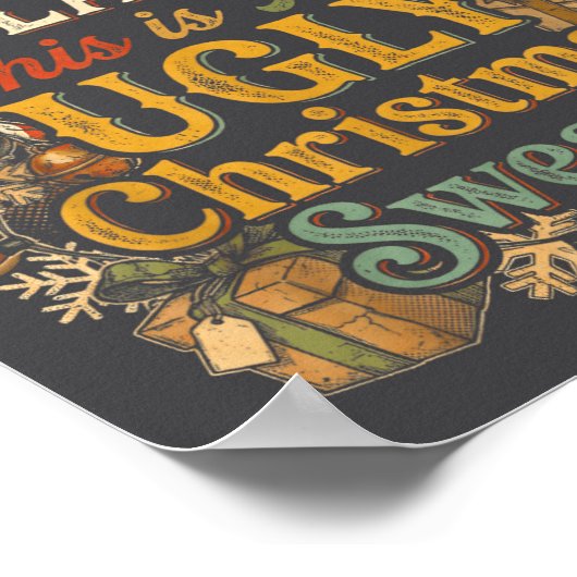 Funny Inflation Ugly Christmas Sweater Retro Vinta Poster (Hoek)