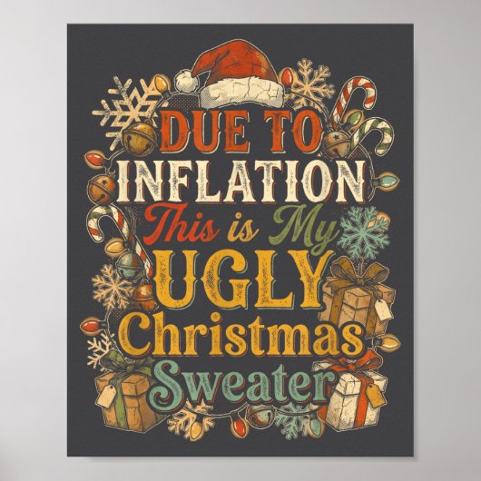 Funny Inflation Ugly Christmas Sweater Retro Vinta Poster (Voorkant)