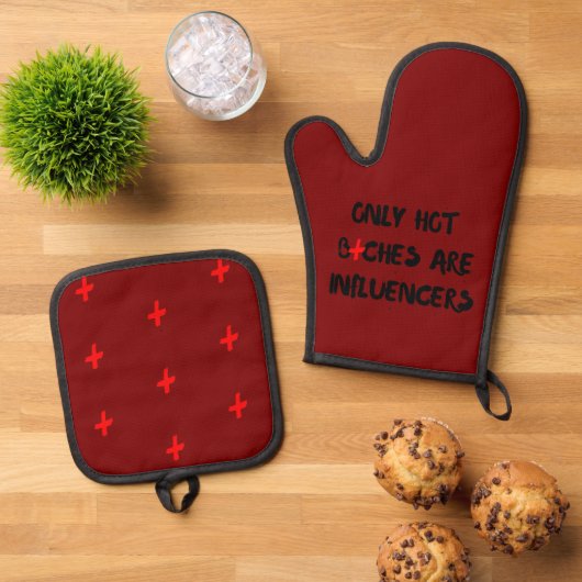 Funny Influencer Quote Gift For Home Decor  Ovenwant & Pannenlap Set (Top down)
