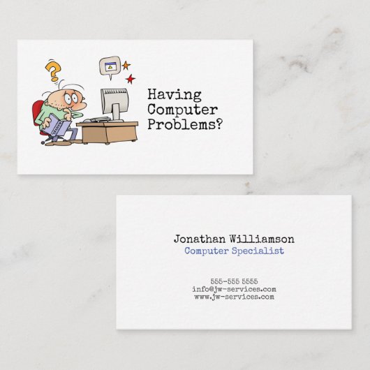 Funny Informal Computer Specialist Visitekaartje (Voorkant / Achterkant)