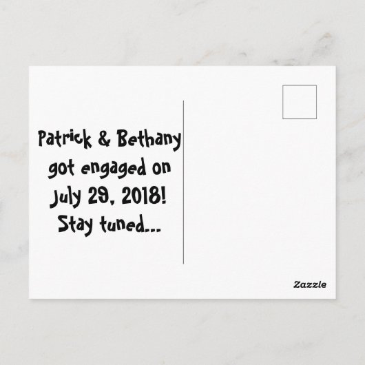 Funny Informal Verloving Aankondiging Briefkaart (Achterkant)