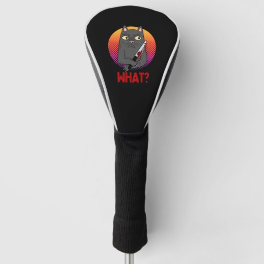 Funny Innocent Murder Cat Scary Golfheadcover (Voorkant)