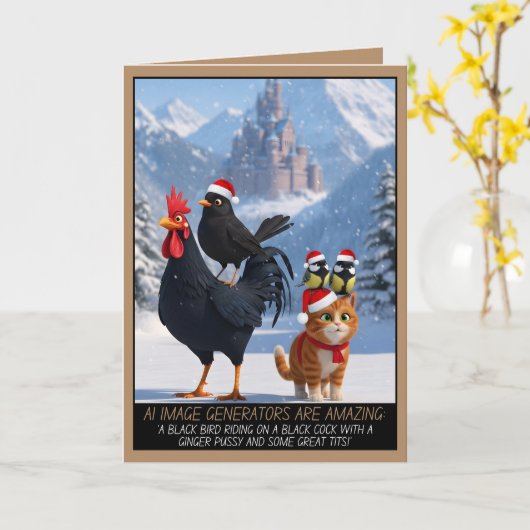 Funny innuendo Christmas Kaart (Gele Bloem)