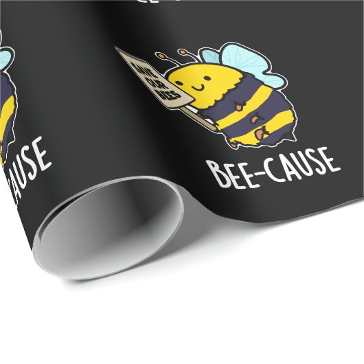 Funny Insect Bee Pun Dark BG Cadeaupapier (Rol Hoek)
