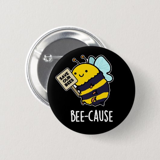 Funny Insect Bee Pun Dark BG Ronde Button 5,7 Cm (Voorkant /achterkant)