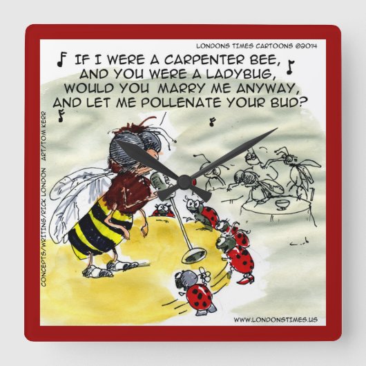 Funny Insect Nightclub Singer Wall Clock Vierkante Klok (Voorkant)