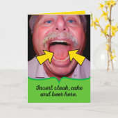 Funny Insert Steak Cake and Beer here Vaderdag Kaart (Gele Bloem)