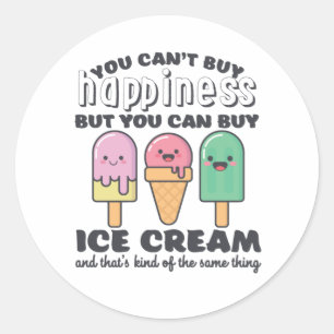 Funny Inspirerend Ice Cream Life Quote Summer Ronde Sticker