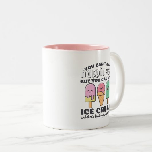 Funny Inspirerend Ice Cream Life Quote Summer Tweekleurige Koffiemok (Voorkant rechts)