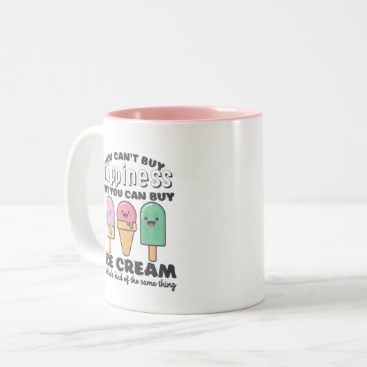 Funny Inspirerend Ice Cream Life Quote Summer Tweekleurige Koffiemok (Voorkant links)