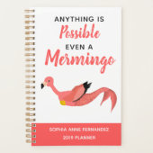 Funny Inspirerend Mermaid Flamingo Mermingo Planner (Voorkant)