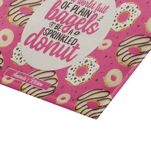 Funny Inspirerend Quote Sprinkst Donut Pattern Snijplank (Hoek)