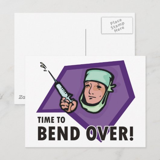 Funny inspuiting dokter / verpleegkundige - spuits briefkaart (Voorkant / Achterkant)