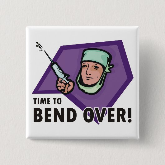 Funny inspuiting dokter / verpleegkundige - spuits vierkante button 5,1 cm (Voorkant)