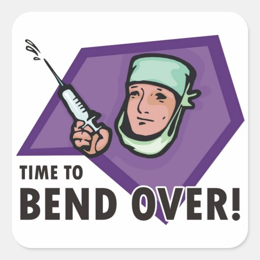 Funny inspuiting dokter / verpleegkundige - spuits vierkante sticker (Voorkant)