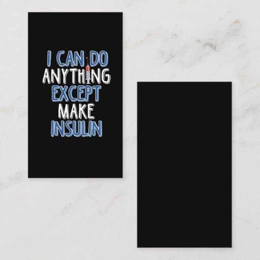 Funny Insulin Diabetic Joke Diabetes Awareness Visitekaartje (Voorkant / Achterkant)