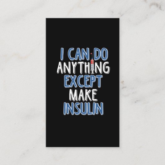 Funny Insulin Diabetic Joke Diabetes Awareness Visitekaartje (Voorkant)