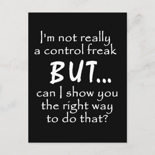 FUNNY INSULTS CONTROLE FREAK QUOTES COMMENTAAR ZWA BRIEFKAART (Voorkant)