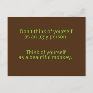 FUNNY INSULTS NIET UGLY PERSON BEAUTIFUL MONKEY PO BRIEFKAART