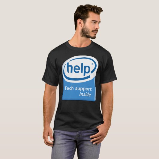 Funny Intel Parody Logo Computer Tech Support Esse T-shirt (Voorkant volledig)