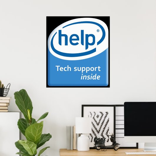 Funny Intel Parody Logo Computer Tech Support Poster (Thuiskantoor)
