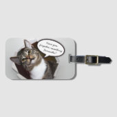 Funny Interruption Cat Personalized Message Bagagelabel (Voorkant (horizontaal))