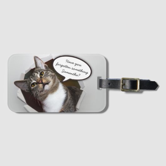 Funny Interruption Cat Personalized Message Bagagelabel (Voorkant (horizontaal))