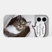 Funny Interruption Cat Personalized Message iPhone 16 Hoesje (Achterkant horizontaal)