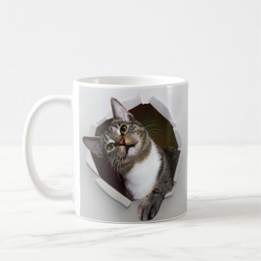 Funny Interruption Cat Personalized Message Koffiemok (Links)