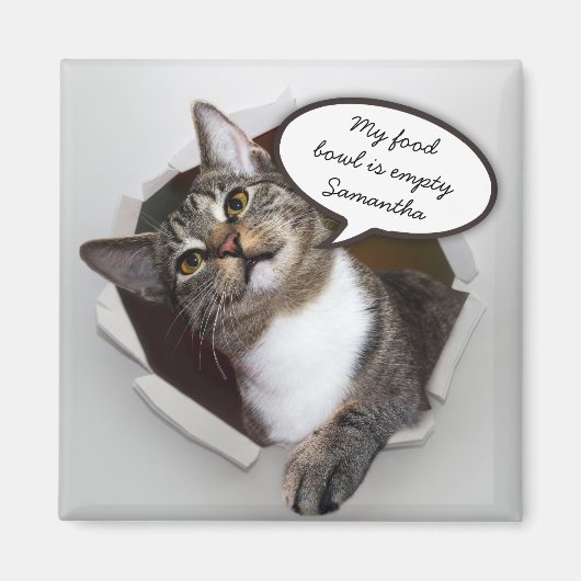 Funny Interruption Cat Personalized Message Magneet (Voorkant)