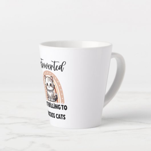 Funny Introvert Cat Lover Quote Latte Mok (Rechterhoek)