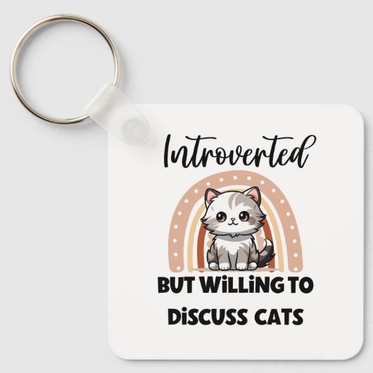 Funny Introvert Cat Lover Quote Sleutelhanger (Voorkant)