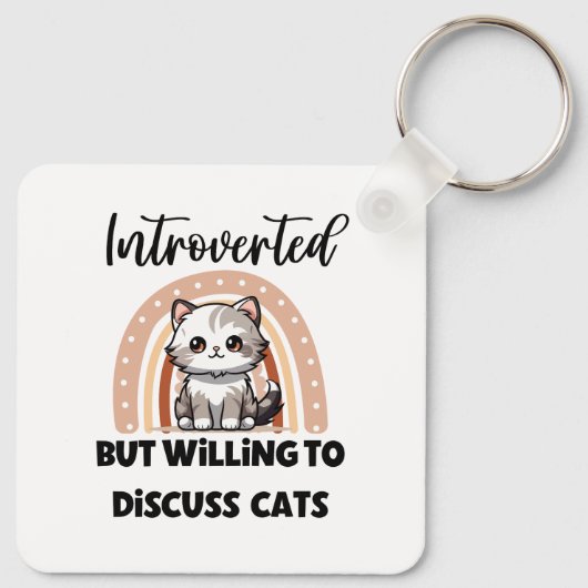 Funny Introvert Cat Lover Quote Sleutelhanger (Achterkant)