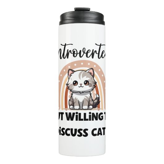 Funny Introvert Cat Lover Quote Thermosbeker (Voorkant)
