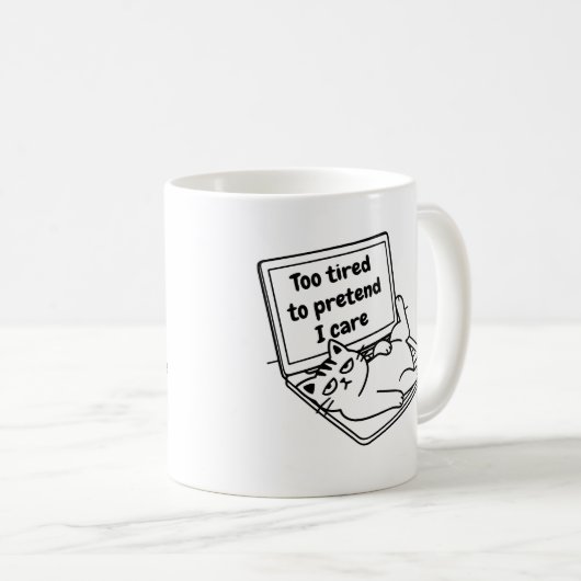 Funny Introvert Cat Mug – Too Tired To Care Koffiemok (Voorkant rechts)