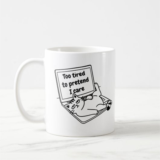 Funny Introvert Cat Mug – Too Tired To Care Koffiemok (Links)