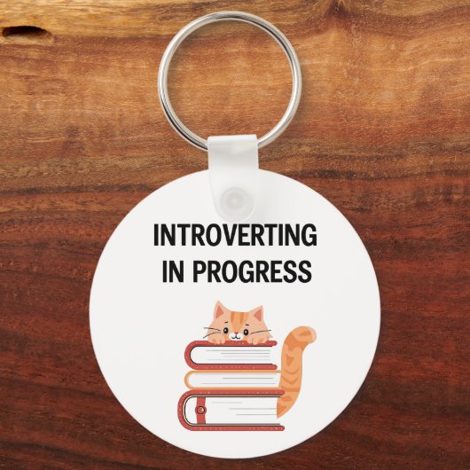 Funny "Introvert in Progress" with Cat Sleutelhanger (Voorkant)