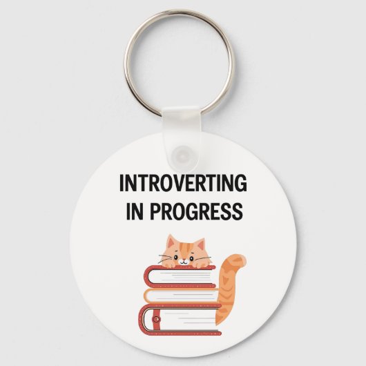 Funny "Introvert in Progress" with Cat Sleutelhanger (Achterkant)