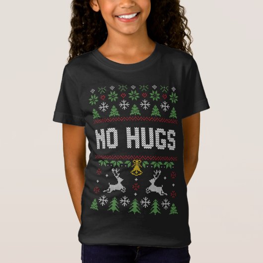Funny Introvert No Hugs Ugly KerstSweater T-shirt (Voorkant)
