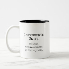 Funny Introverts Unite Humoureuze Quote Tweekleurige Koffiemok
