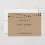 Funny Invitation Reply Kaart Insert - Rustic Kraft<br><div class="desc">Een grappige RSVP-formulering voor een leuke bruiloft! De achtergrond is eenvoudig met wonderlijk rustige koordlichten en kraft papieren achtergrond.</div>