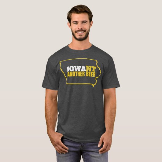 Funny Iowa Beer Distress Iowa State Map T-shirt (Voorkant volledig)