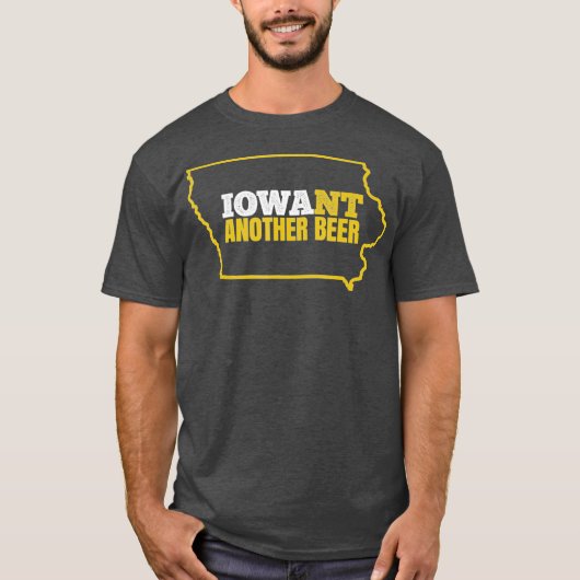 Funny Iowa Beer Distress Iowa State Map T-shirt (Voorkant)