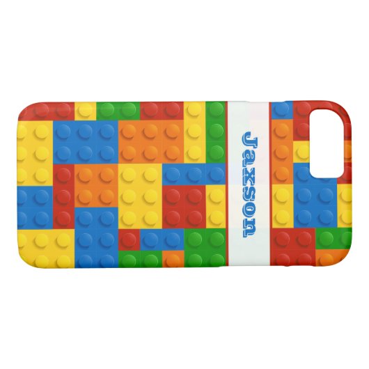 Funny iPhone 7 Hoesje | FAUX-bouwstenen | Naam (Achterkant (Horizontaal))