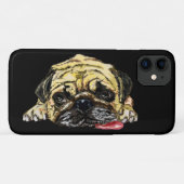 Funny iPhone Case met Pug Dog - Uw kleuren (Achterkant (horizontaal))