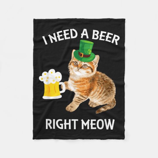 Funny Irish Beer Cat St Patricks Day Drinking With Fleece Deken (Voorkant)