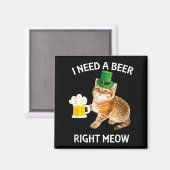 Funny Irish Beer Cat St Patricks Day Drinking With Magneet (Voorkant / Achterkant)