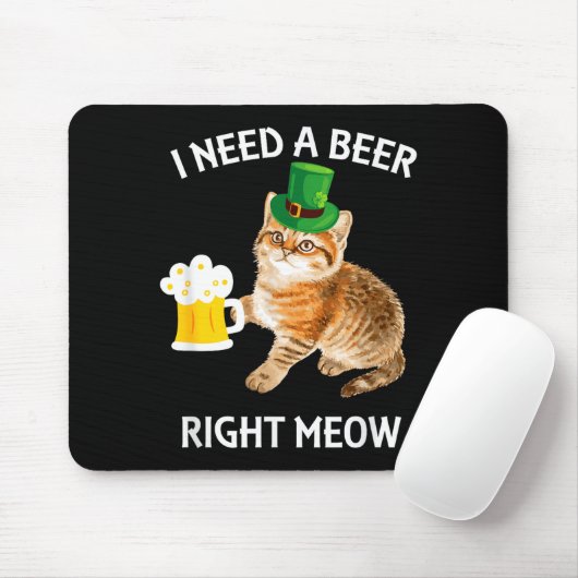 Funny Irish Beer Cat St Patricks Day Drinking With Muismat (Met muis)