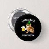 Funny Irish Beer Cat St Patricks Day Drinking With Ronde Button 5,7 Cm (Voorkant /achterkant)